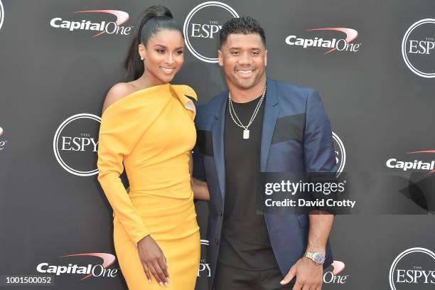 Ciara and Russell Wilson attend The 2018 ESPYS at Microsoft Theater on July 18, 2018 in Los Angeles, California.