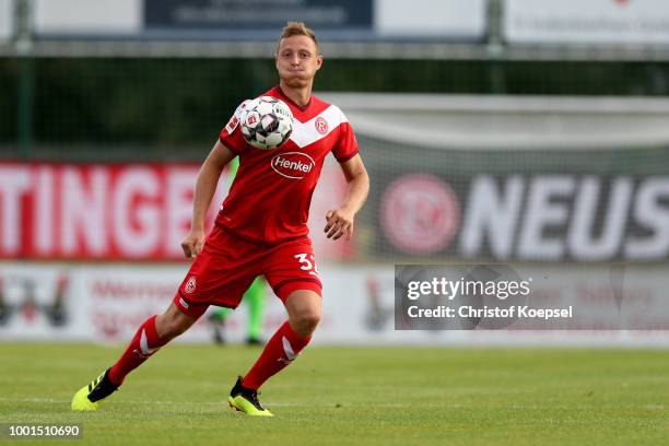 Robin Bormuth of Duesseldorf runs with the ball during the Pre Season Friendly match between FC Wegberg-Beeck and Fortuna Duesseldorf at Waldstadion...