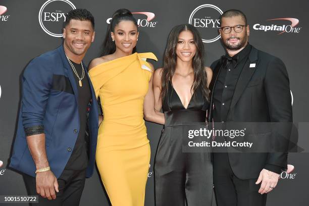 Russell Wilson, Ciara, Anna Wilson and Harrison Wilson attend The 2018 ESPYS at Microsoft Theater on July 18, 2018 in Los Angeles, California.