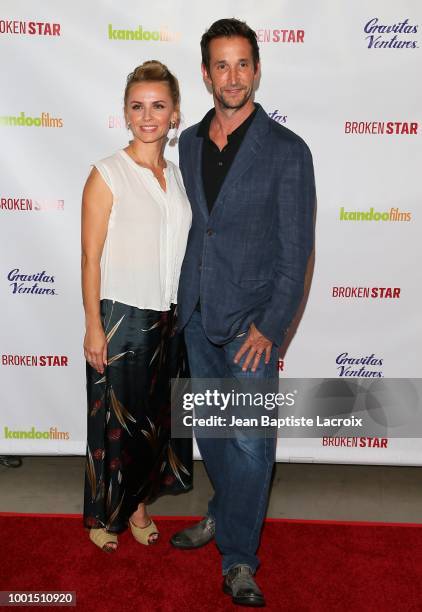 Sara Wells and Noah Wyle attend the premiere of Gravitas Ventures' "Broken Star" on July 18, 2018 in Los Angeles, California.