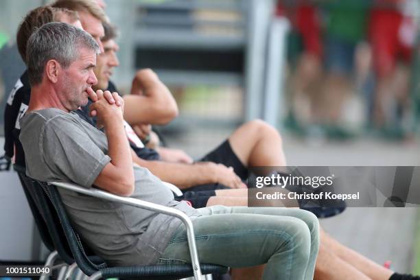 Head coach Friedhelm Funkel of Duesseldorf looks on during the Pre Season Friendly match between FC Wegberg-Beeck and Fortuna Duesseldorf at...