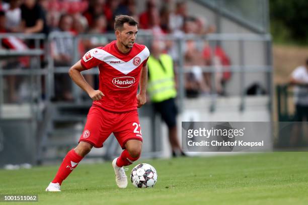 Kevin Stoeger of Duesseldorf runs with the ball during the Pre Season Friendly match between FC Wegberg-Beeck and Fortuna Duesseldorf at Waldstadion...