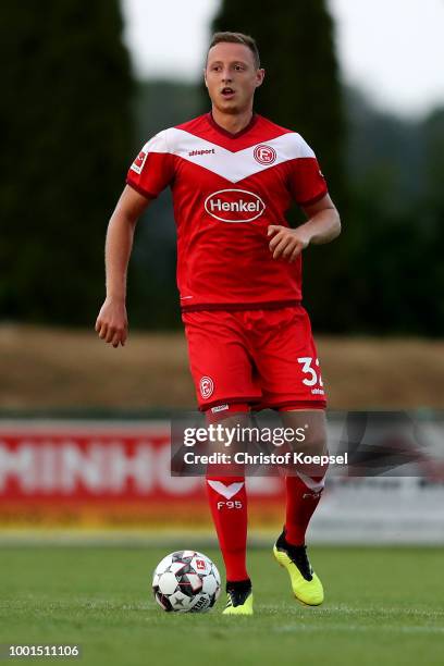 Robin Bormuth of Duesseldorf runs with the ball during the Pre Season Friendly match between FC Wegberg-Beeck and Fortuna Duesseldorf at Waldstadion...