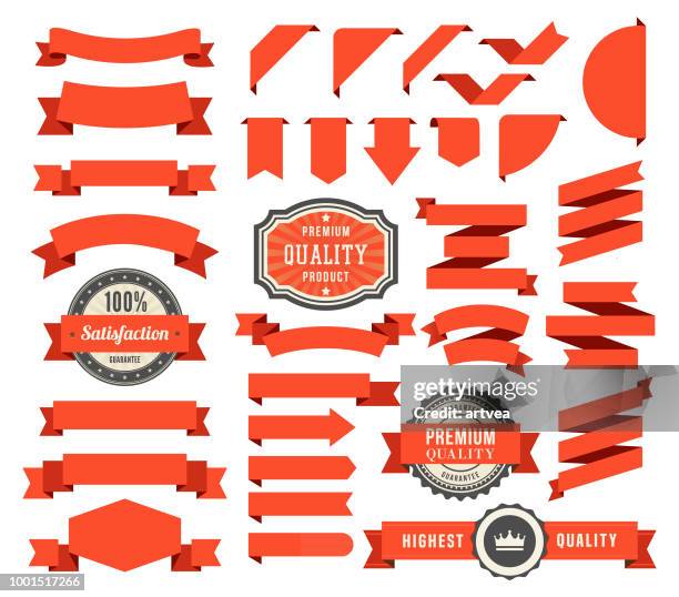 set of the ribbons - horizontal badge stock illustrations