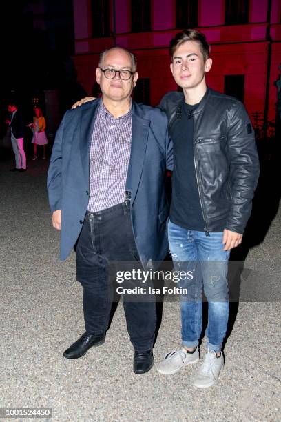 Reinhard Soell and his son Ludwig Soell during the Brian Ferry concert at the Thurn & Taxis Castle Festival 2018 on July 18, 2018 in Regensburg,...