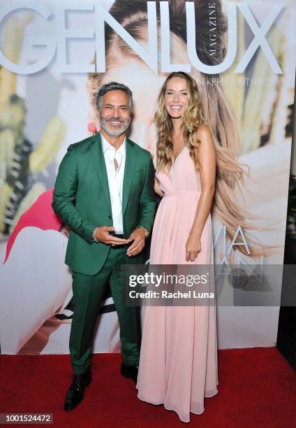 Olivia Jordan and SUR Lounge partner Guillermo Zapata attend the GENLUX Fashion And Philanthropy Magazine Issue Release Party hosted by actress/model...