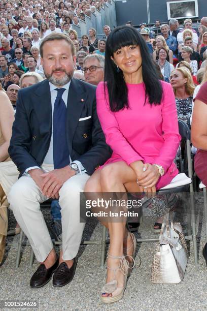 Timerbulat Karimov and Inga Karimova during the Brian Ferry concert at Thurn & Taxis Castle Festival 2018 on July 18, 2018 in Regensburg, Germany.