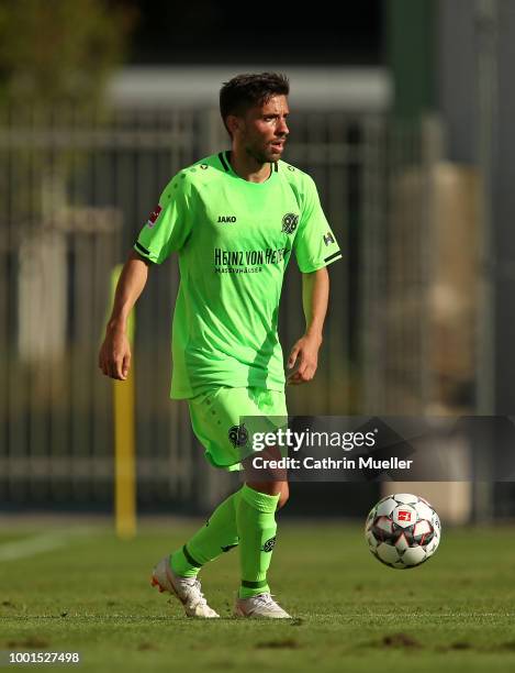 Julian Korb of Hannover in action during the pre-season friendly match between Hannover 96 and FSV Wacker 90 Nordhausen at Hannover Akademie on July...