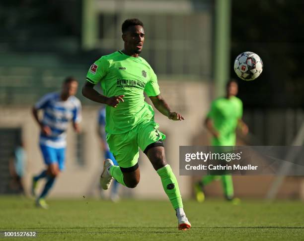 Noah Joel Sarenren Bazee of Hannover in action during the pre-season friendly match between Hannover 96 and FSV Wacker 90 Nordhausen at Hannover...