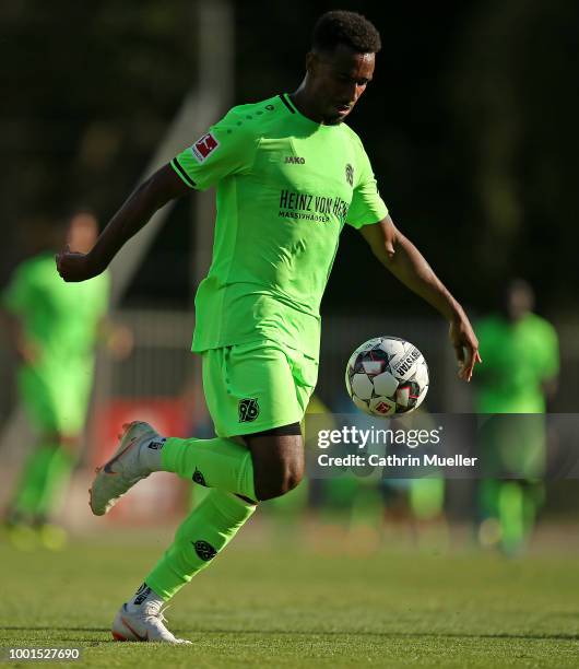 Noah Joel Sarenren Bazee of Hannover in action during the pre-season friendly match between Hannover 96 and FSV Wacker 90 Nordhausen at Hannover...