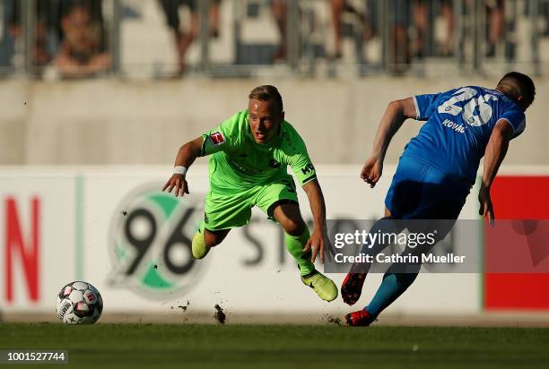Uffe Bech of Hannover and Vladimir Kovac of Wacker Nordhausen battles for the ball during the pre-season friendly match between Hannover 96 and FSV...