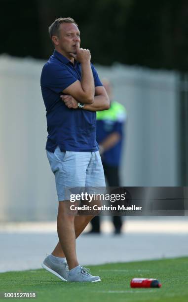 Andre Breitenreiter, head coach of Hannover looks on during the pre-season friendly match between Hannover 96 and FSV Wacker 90 Nordhausen at...