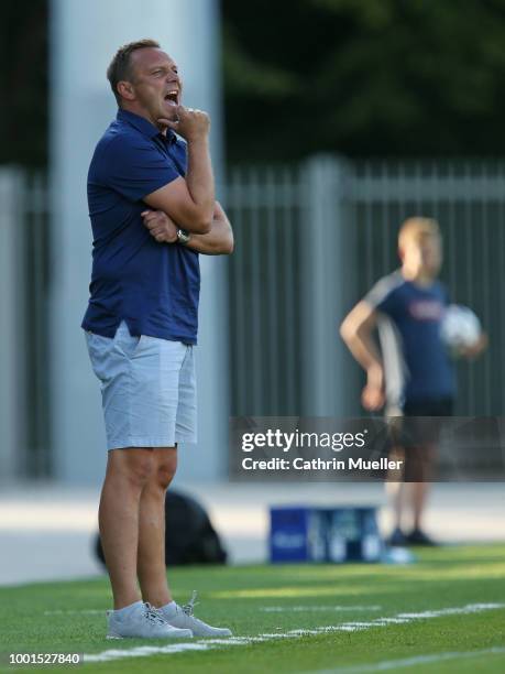 Andre Breitenreiter, head coach of Hannover shouts instructions during the pre-season friendly match between Hannover 96 and FSV Wacker 90 Nordhausen...
