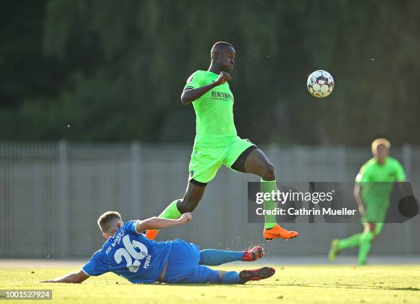Vladimir Kovac of Wacker Nordhausen and Babacar Gueye of Hannover battles for the ball during the pre-season friendly match between Hannover 96 and...