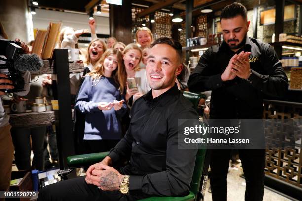 Grant Crapp poses at the ManCave Barbershop Chatswood Chase Launch on July 19, 2018 in Sydney, Australia.