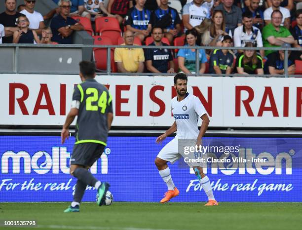 Antonio Candreva of FC Internazionale in action during the pre-season frineldy match between FC Sion and FC Internazionale at Estadio Tourbillon on...