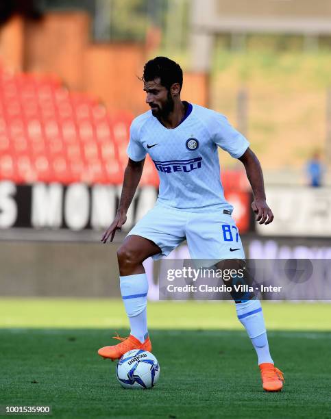 Antonio Candreva of FC Internazionale in action during the pre-season frineldy match between FC Sion and FC Internazionale at Estadio Tourbillon on...