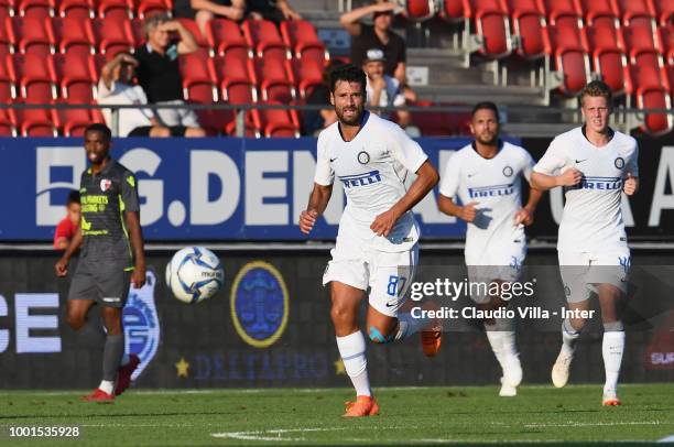 Antonio Candreva of FC Internazionale in action during the pre-season frineldy match between FC Sion and FC Internazionale at Estadio Tourbillon on...