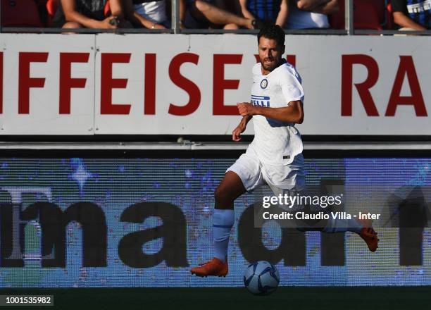 Antonio Candreva of FC Internazionale in action during the pre-season frineldy match between FC Sion and FC Internazionale at Estadio Tourbillon on...