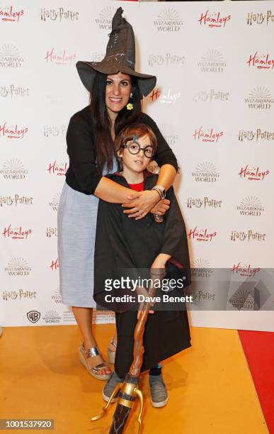 Vicki Psarias and son attend the launch of The Wizarding World of Harry Potter at Hamleys on July 19, 2018 in London, England.