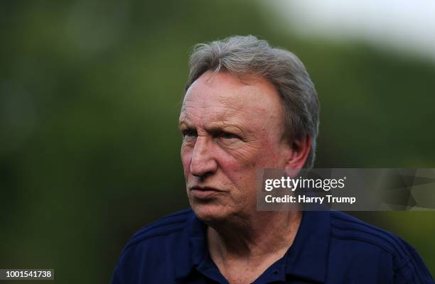 Neil Warnock, manager of Cardiff City during the Pre-Season Friendly match between Bodmin Town and Cardiff City at Priory Park on July 18, 2018 in...