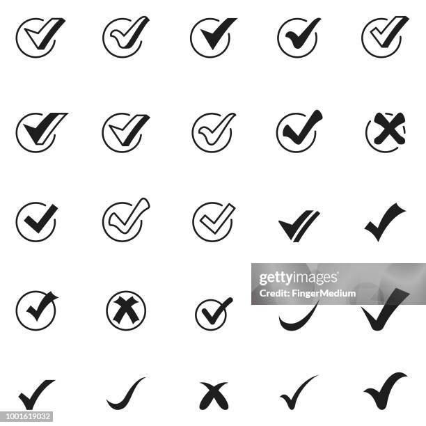 check mark icon set - receiving check stock illustrations