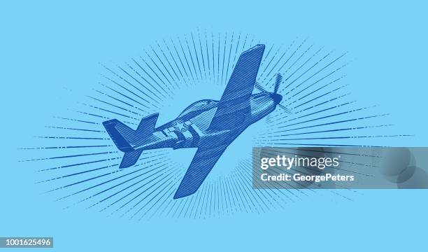 world war ii p-51 mustang airplane. - airshow stock illustrations