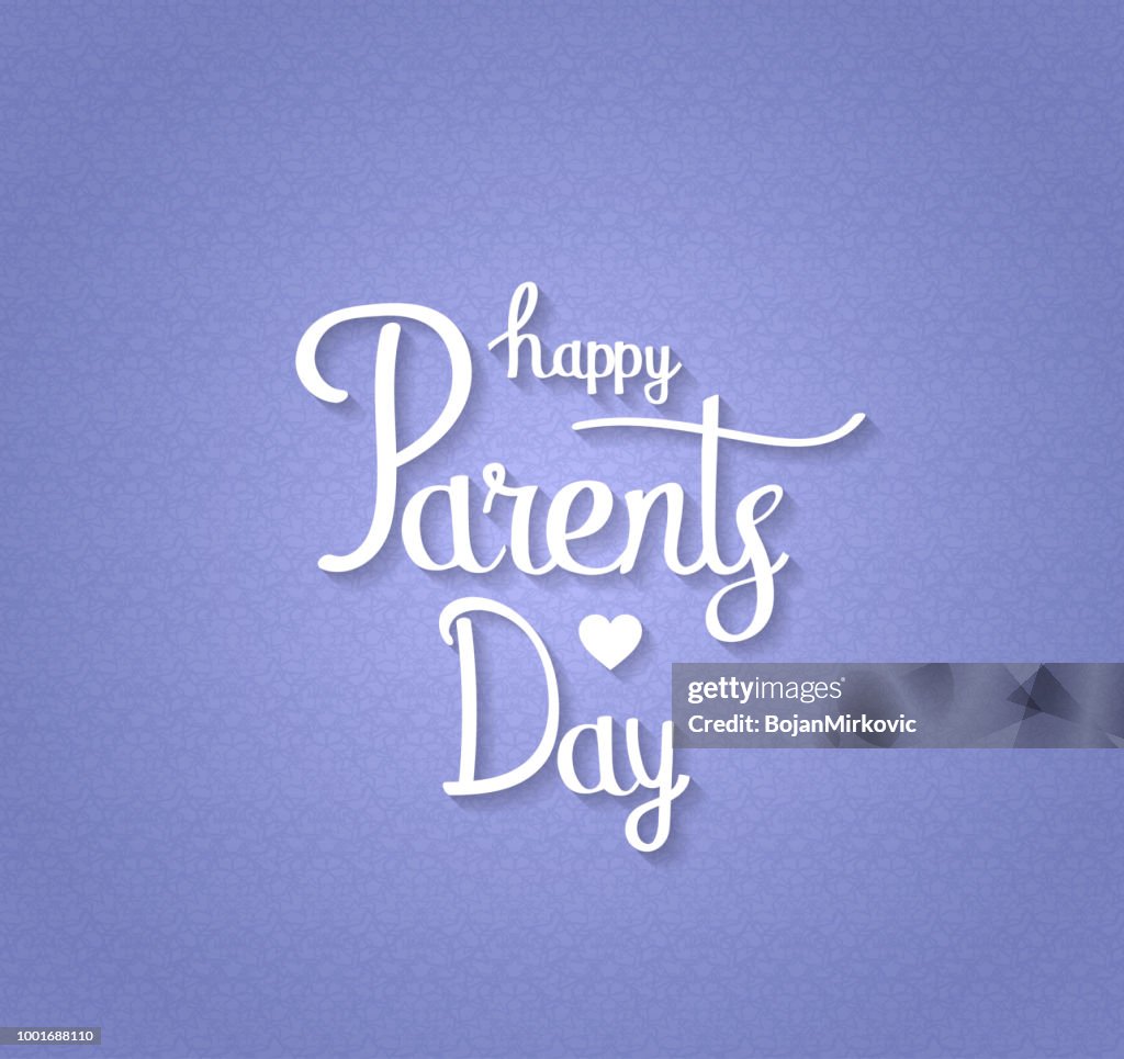 Parents Lettering Happy Parents Day Retro Hand Lettering Purple Background Vector ...