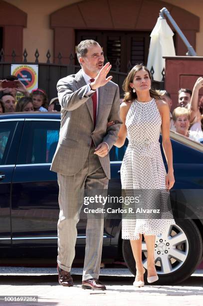 King Felipe VI of Spain and Queen Letizia of Spain visit the city of Bailen in occasion of the 210th anniversary of the Bailen Battle on July 19 in...