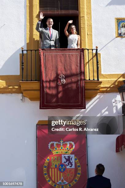 King Felipe VI of Spain and Queen Letizia of Spain visit the city of Bailen in occasion of the 210th anniversary of the Bailen Battle on July 19 in...