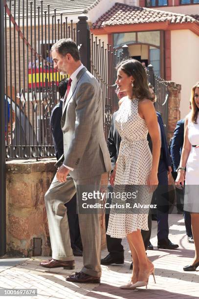 King Felipe VI of Spain and Queen Letizia of Spain visit the city of Bailen in occasion of the 210th anniversary of the Bailen Battle on July 19 in...