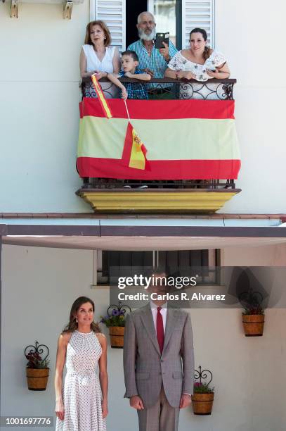 King Felipe VI of Spain and Queen Letizia of Spain visit the city of Bailen in occasion of the 210th anniversary of the Bailen Battle on July 19 in...