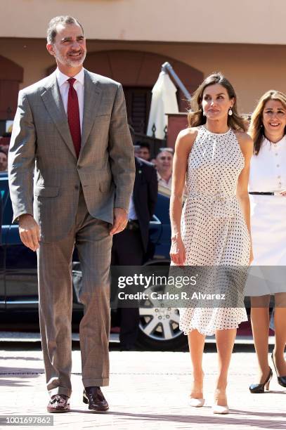 King Felipe VI of Spain and Queen Letizia of Spain visit the city of Bailen in occasion of the 210th anniversary of the Bailen Battle on July 19 in...