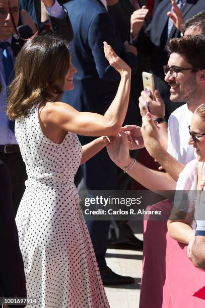 Queen Letizia of Spain visits the city of Bailen in occasion of the 210th anniversary of the Bailen Battle on July 19 in Bailen, Spain.