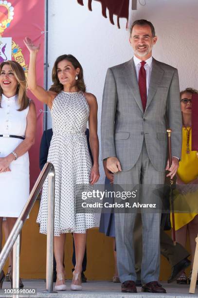 King Felipe VI of Spain and Queen Letizia of Spain visit the city of Bailen in occasion of the 210th anniversary of the Bailen Battle on July 19 in...