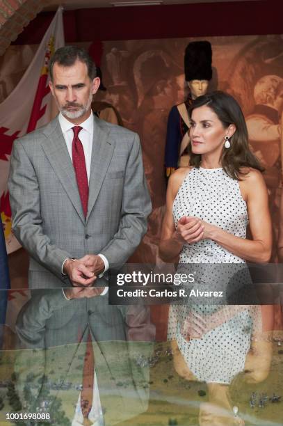 King Felipe VI of Spain and Queen Letizia of Spain visit the city of Bailen in occasion of the 210th anniversary of the Bailen Battle on July 19 in...