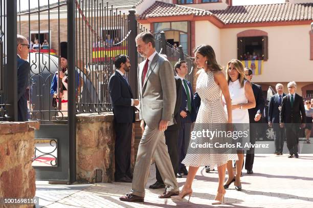 King Felipe VI of Spain and Queen Letizia of Spain visit the city of Bailen in occasion of the 210th anniversary of the Bailen Battle on July 19 in...