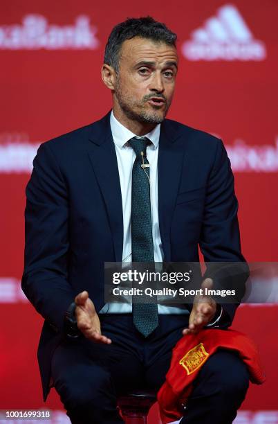 Luis Enrique Martinez speaks after being announced as new manager of Spain National Football Team on July 19, 2018 in Las Rozas, Madrid, Spain.