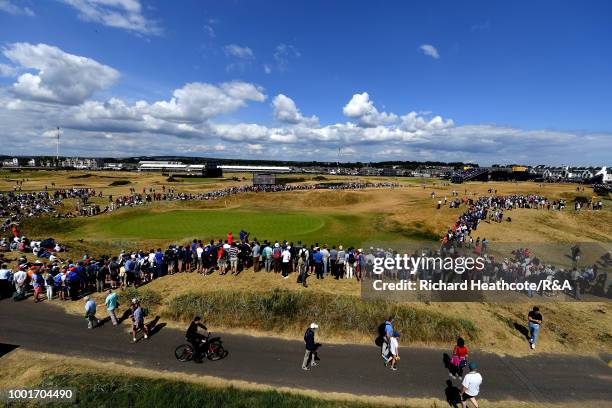 General view of the 1st green during round one of the 147th Open Championship at Carnoustie Golf Club on July 19, 2018 in Carnoustie, Scotland.