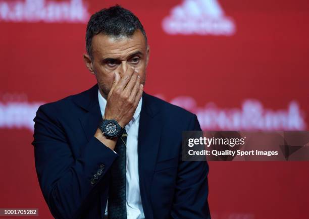 Luis Enrique Martinez gestures after being announced as new manager of Spain National Football Team on July 19, 2018 in Las Rozas, Madrid, Spain.