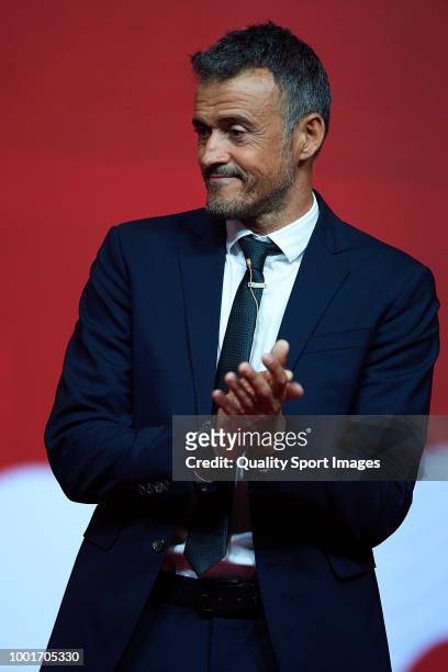 Luis Enrique Martinez gestures after being announced as new manager of Spain National Football Team on July 19, 2018 in Las Rozas, Madrid, Spain.