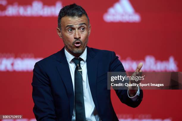 Luis Enrique Martinez speaks after being announced as new manager of Spain National Football Team on July 19, 2018 in Las Rozas, Madrid, Spain.