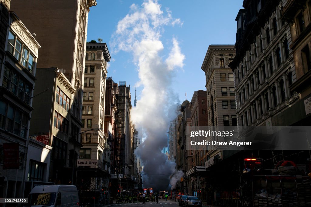 Pipe Exploding Steam Steam rises near the site of a steam pipe explosion on Fifth Avenue ...