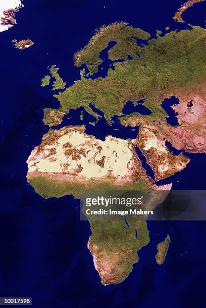 satellite photo of africa and europe - map of africa stock pictures, royalty-free photos & images