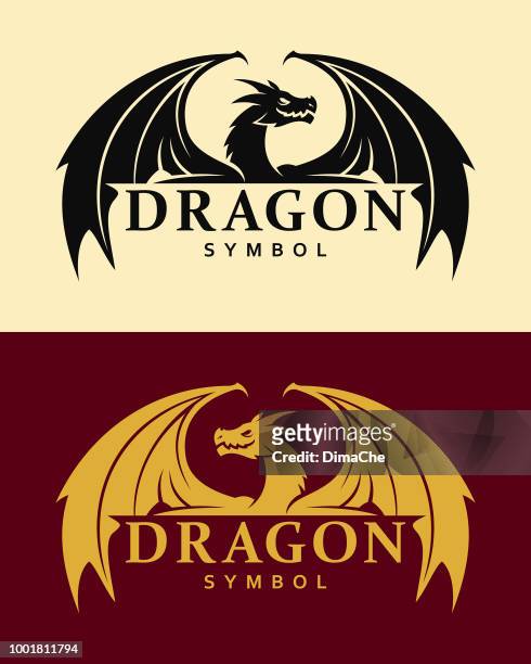 dragon symbol - fantasy icons stock illustrations