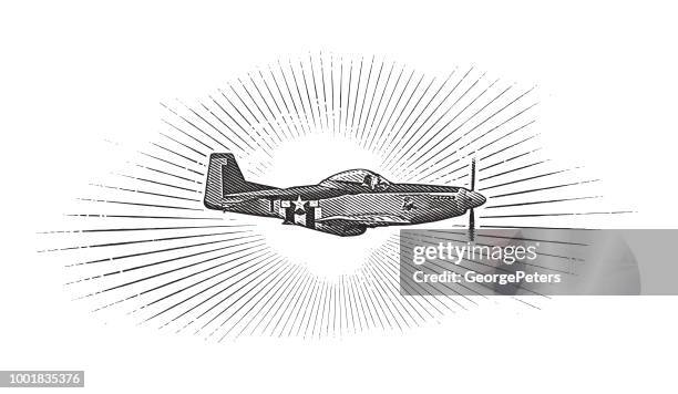 illustrations, cliparts, dessins animés et icônes de guerre mondiale ii p 51 mustang avion. - attaque militaire