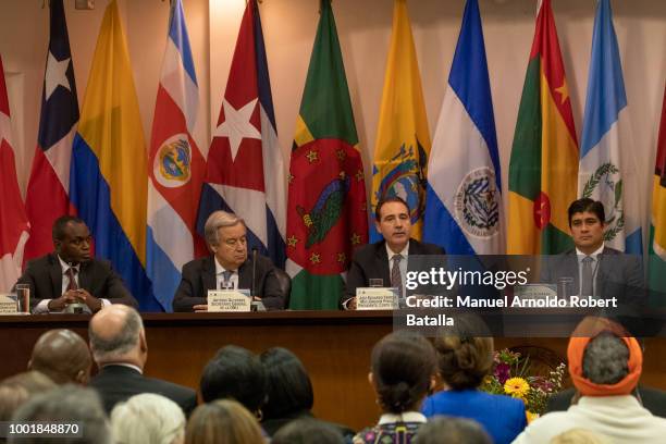 Secretary-General of the United Nations Antonio Guterres, Costa Rican President Carlos Alvarado and Inter-American Court of Human Rights President...