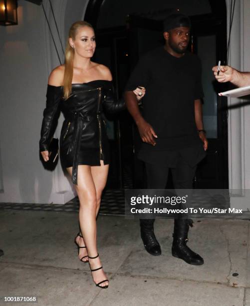 Lindsey Vonn and PK Subban are seen on July 18, 2018 in Los Angeles, CA.