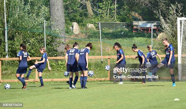 Players of Team Italy U15 Women during the Italian Football Federation U15 Men & Women Stage on July 19, 2018 in Bagno di Romagna, Italy.