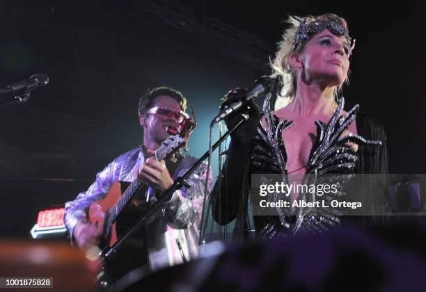 Musician Jake Edgley and actress Gigi Edgley perform at the Ready PARTY One SDCC Preview Night Party held at Fluxx on July 18, 2018 in San Diego,...